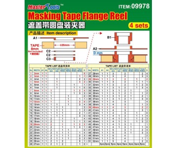 Master Tools Masking Tape Flange Reel - 4 sets