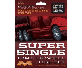 Moebius 1/25 Super Single Tractor Wheels/Tires Set 6 pack