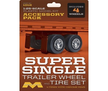 Moebius 1/25 Super Single Trailer Wheels/Tires Set 4 pack