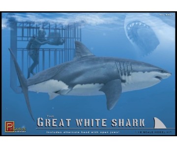 Pegasus Hobbies 1/18 Great White Shark and cage with diver  Kit