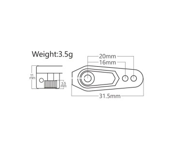 Power HD Aluminum Clamping Servo Horn, 25T, 16/20mm