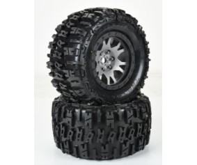Pro-Line Limited Edition Trencher Pro-Loc F/R Mounted 24mm Gray/Black Impulse (2) for X-Maxx 