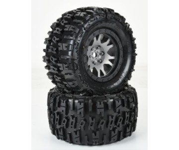 Pro-Line Limited Edition Trencher Pro-Loc F/R Mounted 24mm Gray/Black Impulse (2) for X-Maxx 