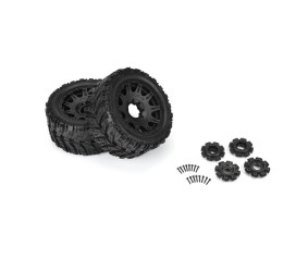 Pro-Line 1/6 Masher X HP BELTED Front/Rear 5.7 Tires Mounted on Raid 8x48 Removable 24mm Hex Wheels (2): Black