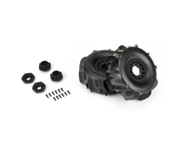 Pro-Line Dumont Sand/Snow Tires Mounted on Raid Black 6x30 Removable 17mm Hex Wheels (2) for Mojave 6S and UDR Front or Rear