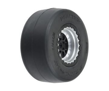 Pro-Line Racing 1/16 Reaction Rear Tires MTD 8mm Black/Silver (2): Losi Mini Drag