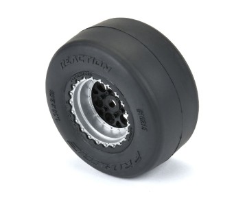 Pro-Line Racing 1/16 Reaction Rear Tires MTD 8mm Black/Silver (2): Losi Mini Drag