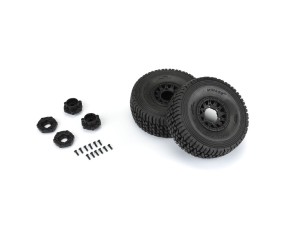 Pro-Line Mirage TT BELTED Tires Mounted on Raid Black 6x30 Removable 17mm Hex Wheels (2) for Mojave 6S and UDR Front or Rear