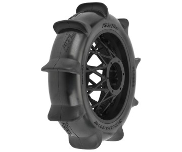 Pro-Line Roost MX Sand/Snow Paddle Motorcycle Tire Mounted on Black Wheel for Promoto-MX Rear
