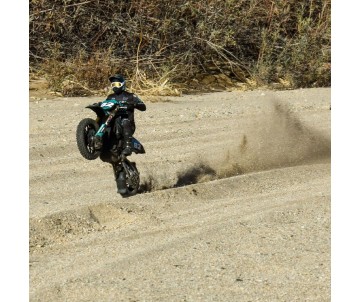 Pro-Line Roost MX Sand/Snow Paddle Motorcycle Tire Mounted on Black Wheel for Promoto-MX Rear