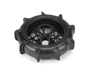 Pro-Line Roost MX Sand/Snow Paddle Motorcycle Tire Mounted on Black Wheel for Promoto-MX Rear