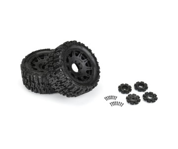 Pro-Line Trencher 5.7in Tires Mounted on Raid Black 8x48 Removable 24mm Hex Wheel 2 for X-MAXX, KRATON 8S & Other Large Vehicles Front or Rear