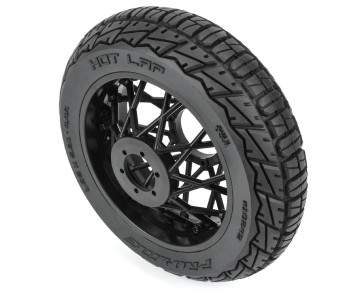 Pro-Line Hot Lap S3 Motorcycle Rear Tire Mounted on Black Supermoto Wheel for Promoto-MX Rear