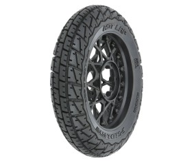 Pro-Line Hot Lap S3 Motorcycle Front Tire Mounted on Black Supermoto Wheel for Promoto-MX Front