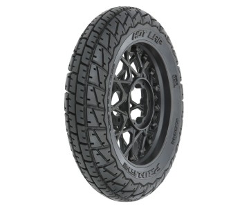 Pro-Line Hot Lap S3 Motorcycle Front Tire Mounted on Black Supermoto Wheel for Promoto-MX Front