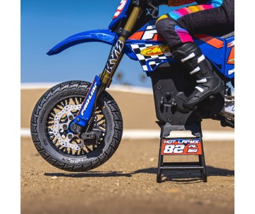 Pro-Line Hot Lap S3 Motorcycle Front Tire Mounted on Black Supermoto Wheel for Promoto-MX Front