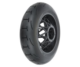 Pro-Line Supermoto V2 S3 Rear Tire Mounted on Black Supermoto Wheel for Promoto-MX/SM
