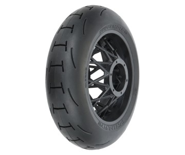 Pro-Line Supermoto V2 S3 Rear Tire Mounted on Black Supermoto Wheel for Promoto-MX/SM