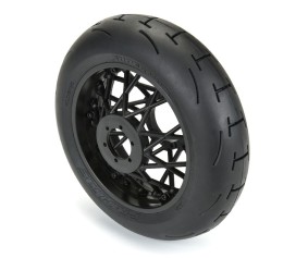 Pro-Line Supermoto V2 S3 Rear Tire Mounted on Black Supermoto Wheel for Promoto-MX/SM