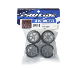 Pro-Line Avenger F/R Street Tire Mounted on Overdrive Gray Wheel, 8mm for Losi Race Car (4)