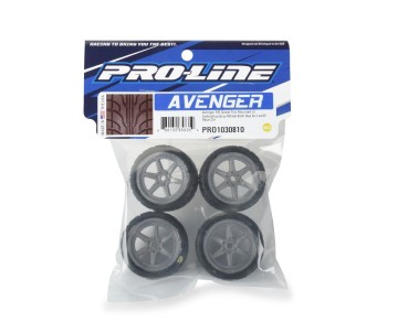 Pro-Line Avenger F/R Street Tire Mounted on Overdrive Gray Wheel, 8mm for Losi Race Car (4) Pro-Line Avenger F/R Street Tire Mounted on Overdrive Gray Wheel, 8mm for Losi Race Car (4)