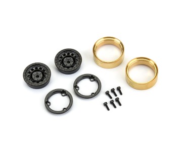 Pro-Line 1/24 Rock Shooter Brass F/R 1.0 7mm Whl (2) Blk