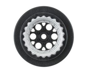 Pro-Line Showtime+ Black/Silver Wheels (2) for Losi Mini No-Prep Drag Car Rear