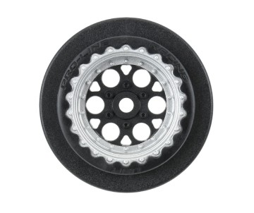 Pro-Line Showtime+ Black/Silver Wheels (2) for Losi Mini No-Prep Drag Car Rear