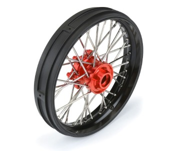 Pro-Line 1/4 Pro-Spec Aluminum V2 Bead Front Wheel, Assembled, Black/Red: Promoto-MX