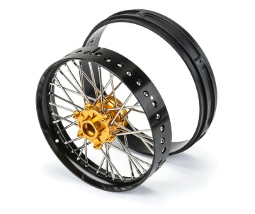 Pro-Line 1/4 Pro-Spec Aluminum V2 Bead Front Wheel, Assembled, Black/Gold: Promoto-MX