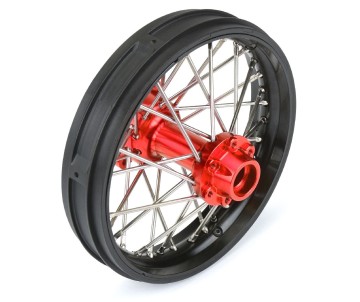 Pro-Line 1/4 Pro-Spec Aluminum V2 Bead Rear Wheel, Assembled, Black/Red: Promoto-MX