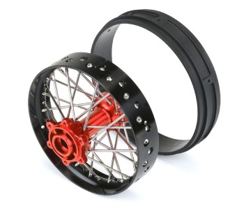 Pro-Line 1/4 Pro-Spec Aluminum V2 Bead Rear Wheel, Assembled, Black/Red: Promoto-MX