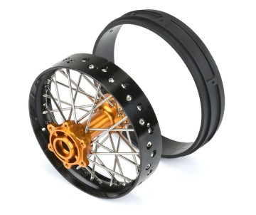 Pro-Line 1/4 Pro-Spec Aluminum V2 Bead Rear Wheel, Assembled, Black/Gold: Promoto-MX