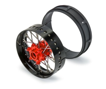 Pro-Line Pro-Spec Aluminum V2 Bead Front Wheel Assembled, Black/Red for Losi Promoto-SM