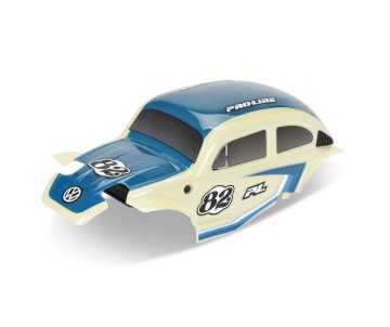 Pro-Line Class 1 VW Bug Blue Race Body Conversion Kit and Flat Iron Tires Mounted 12mm Chrome Diablo (4) for Arrma Typhon Grom
