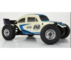 Pro-Line Class 1 VW Bug Blue Race Body Conversion Kit and Flat Iron Tires Mounted 12mm Chrome Diablo (4) for Arrma Typhon Grom