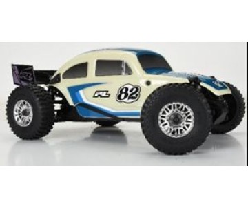 Pro-Line Class 1 VW Bug Blue Race Body Conversion Kit and Flat Iron Tires Mounted 12mm Chrome Diablo (4) for Arrma Typhon Grom