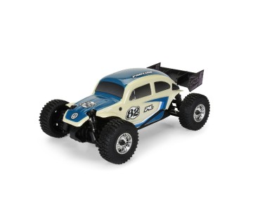 Pro-Line Class 1 VW Bug Blue Race Body Conversion Kit and Flat Iron Tires Mounted 12mm Chrome Diablo (4) for Arrma Typhon Grom