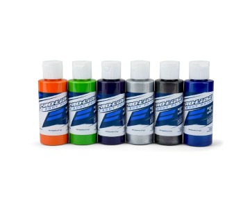 Pro-Line RC Body Paint Secondary Color Set (6 Pack) - Orange, Green, Purple, Aluminum, Metallic Charcoal, Pearl Blue