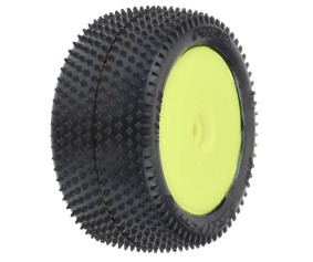 Pro-Line Prism Carpet Mini-B Tires Mounted on Yellow Wheels (2) for Mini-B Rear