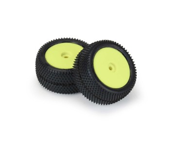 Pro-Line Prism Carpet Mini-B Tires Mounted on Yellow Wheels (2) for Mini-B Rear
