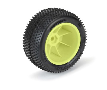 Pro-Line Prism Carpet Mini-B Tires Mounted on Yellow Wheels (2) for Mini-B Rear