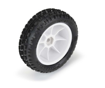 Pro-Line Wedge Carpet Mini-B Tires Mounted on White Wheels (2) for Mini-B Front