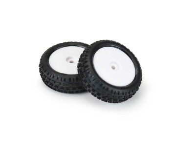 Pro-Line Wedge Carpet Mini-B Tires Mounted on White Wheels (2) for Mini-B Front