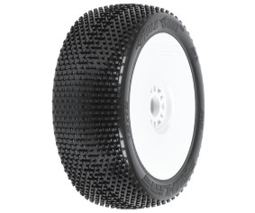 Pro-Line Hole Shot 2.0 S3 (Soft) Off-Road 1/8 Buggy Tires Mounted on White Wheels (2) for Front or Rear