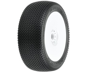 Pro-Line Slide Lock S3 (Soft) Off-Road 1/8 Buggy Tires Mounted on White Wheels (2) for Front or Rear
