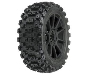 Pro-Line Badlands MX M2 (Medium) All Terrain 1/8 Buggy Tires Mounted on Mach 10 Black Wheels (2) for Front or Rear