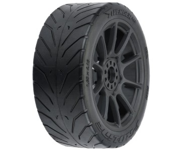 Pro-Line Avenger HP S3 (Soft) Street BELTED 1/8 Buggy Tires Mounted on Mach 10 Black Wheels (2) for Front or Rear