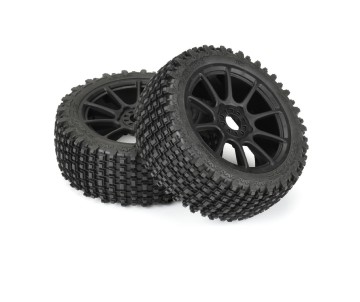 Pro-Line Gladiator M2 (Medium) All Terrain 1/8 Buggy Tires Mounted on Mach 10 Black 17mm Wheels (2) for Front or Rear