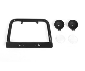 RC4WD Steel Push Bar Front Bumper W/ Clear Flood Lights for RC4WD Gelande II 2015 Land Rover Defender D90
